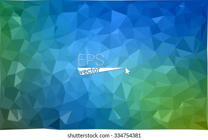 multicolor green, blue  geometric rumpled triangular low poly style gradient illustration graphic background. Vector polygonal design for your business.