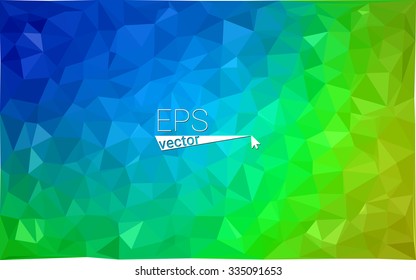 multicolor green, blue  geometric rumpled triangular low poly style gradient illustration graphic background. Vector polygonal design for your business.