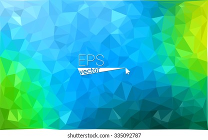multicolor green, blue  geometric rumpled triangular low poly style gradient illustration graphic background. Vector polygonal design for your business.