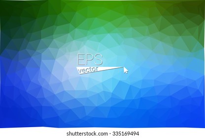 multicolor green, blue  geometric rumpled triangular low poly style gradient illustration graphic background. Vector polygonal design for your business.
