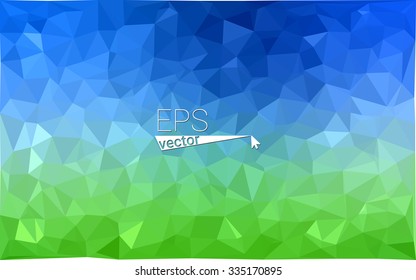 multicolor green, blue  geometric rumpled triangular low poly style gradient illustration graphic background. Vector polygonal design for your business.