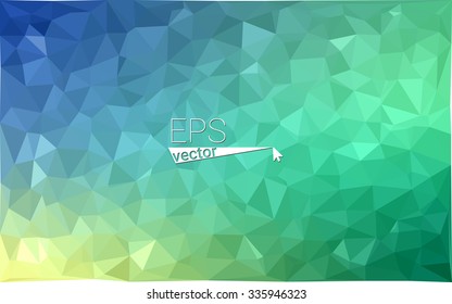 multicolor green, blue  geometric rumpled triangular low poly style gradient illustration graphic background. Vector polygonal design for your business.