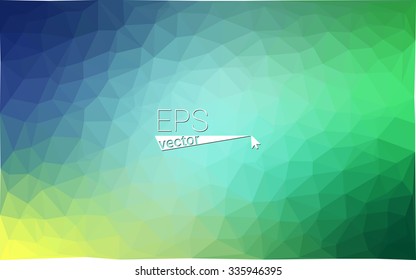 multicolor green, blue  geometric rumpled triangular low poly style gradient illustration graphic background. Vector polygonal design for your business.