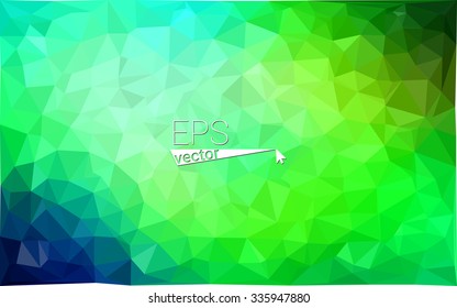 multicolor green, blue  geometric rumpled triangular low poly style gradient illustration graphic background. Vector polygonal design for your business.