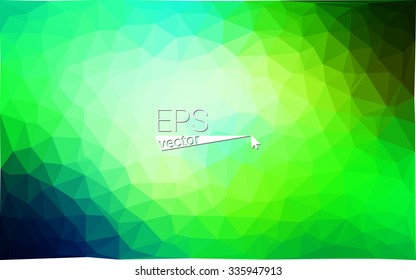 multicolor green, blue  geometric rumpled triangular low poly style gradient illustration graphic background. Vector polygonal design for your business.
