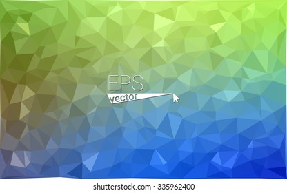 multicolor green, blue  geometric rumpled triangular low poly style gradient illustration graphic background. Vector polygonal design for your business.