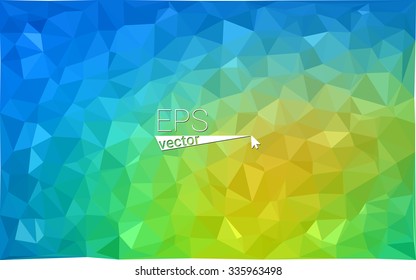 multicolor green, blue  geometric rumpled triangular low poly style gradient illustration graphic background. Vector polygonal design for your business.
