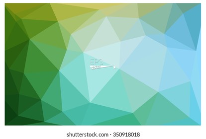 multicolor green, blue geometric rumpled triangular low poly origami style gradient illustration graphic background. Vector polygonal design for your business.