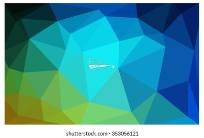 multicolor green, blue geometric rumpled triangular low poly origami style gradient illustration graphic background. Vector polygonal design for your business.
