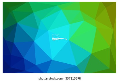 multicolor green, blue geometric rumpled triangular low poly origami style gradient illustration graphic background. Vector polygonal design for your business.