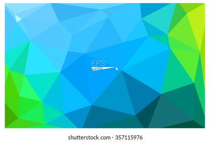 multicolor green, blue geometric rumpled triangular low poly origami style gradient illustration graphic background. Vector polygonal design for your business.