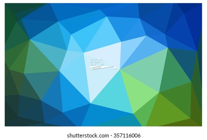 multicolor green, blue geometric rumpled triangular low poly origami style gradient illustration graphic background. Vector polygonal design for your business.