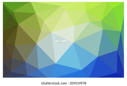 multicolor green, blue geometric rumpled triangular low poly origami style gradient illustration graphic background. Vector polygonal design for your business.