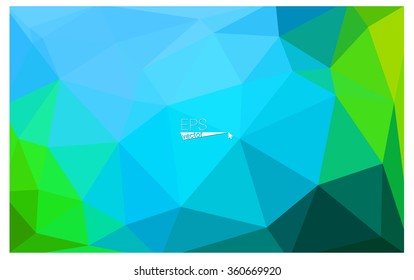 multicolor green, blue geometric rumpled triangular low poly origami style gradient illustration graphic background. Vector polygonal design for your business.