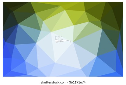 multicolor green, blue geometric rumpled triangular low poly origami style gradient illustration graphic background. Vector polygonal design for your business.