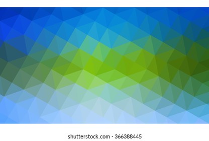 Multicolor green, blue polygonal illustration, which consist of triangles. Geometric background in Origami style with gradient. Triangular design for your business.