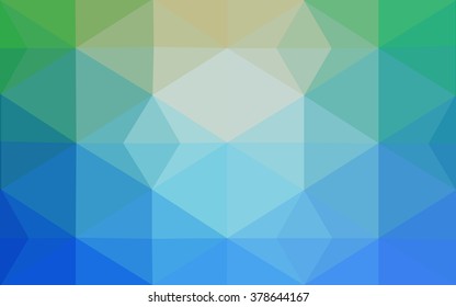 Multicolor green, blue polygonal illustration, which consist of triangles. Geometric background in Origami style with gradient. Triangular design for your business.