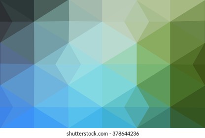 Multicolor green, blue polygonal illustration, which consist of triangles. Geometric background in Origami style with gradient. Triangular design for your business.