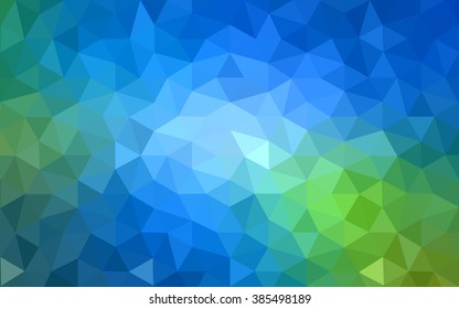 Multicolor green, blue polygonal illustration, which consist of triangles. Geometric background in Origami style with gradient. Triangular design for your business.
