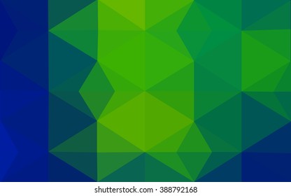 Multicolor green, blue polygonal illustration, which consist of triangles. Geometric background in Origami style with gradient. Triangular design for your business.