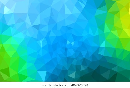 Multicolor green, blue polygonal illustration, which consist of triangles. Geometric background in Origami style with gradient. Triangular design for your business.