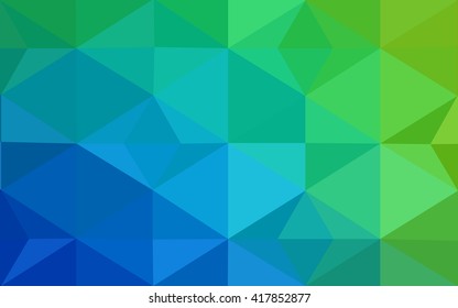 Multicolor green, blue polygonal illustration, which consist of triangles. Geometric background in Origami style with gradient. Triangular design for your business.