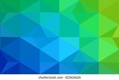 Multicolor green, blue polygonal illustration, which consist of triangles. Geometric background in Origami style with gradient. Triangular design for your business.