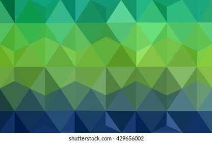 Multicolor green, blue polygonal illustration, which consist of triangles. Geometric background in Origami style with gradient. Triangular design for your business.