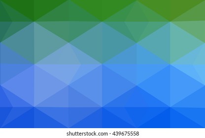 Multicolor green, blue polygonal illustration, which consist of triangles. Geometric background in Origami style with gradient. Triangular design for your business.