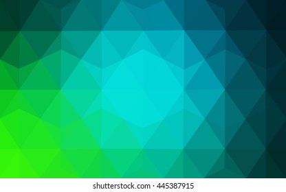 Multicolor green, blue polygonal illustration, which consist of triangles. Geometric background in Origami style with gradient. Triangular design for your business.