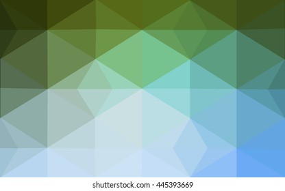 Multicolor green, blue polygonal illustration, which consist of triangles. Geometric background in Origami style with gradient. Triangular design for your business.