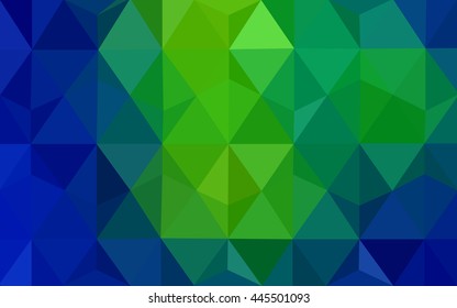 Multicolor green, blue polygonal illustration, which consist of triangles. Geometric background in Origami style with gradient. Triangular design for your business.