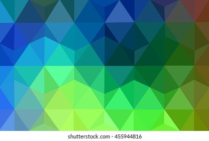 Multicolor green, blue polygonal illustration, which consist of triangles. Geometric background in Origami style with gradient. Triangular design for your business.