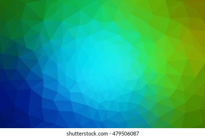 Multicolor green, blue polygonal illustration, which consist of triangles. Geometric background in Origami style with gradient. Triangular design for your business.