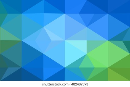 Multicolor green, blue polygonal illustration, which consist of triangles. Geometric background in Origami style with gradient. Triangular design for your business.