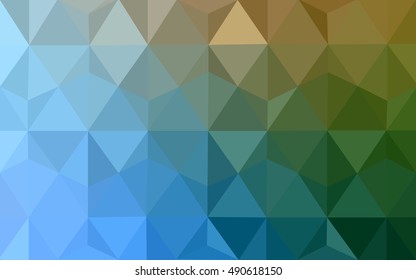 Multicolor green, blue polygonal illustration, which consist of triangles. Geometric background in Origami style with gradient. Triangular design for your business.
