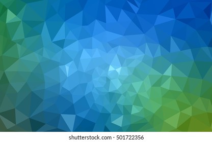 Multicolor green, blue polygonal illustration, which consist of triangles. Geometric background in Origami style with gradient. Triangular design for your business.