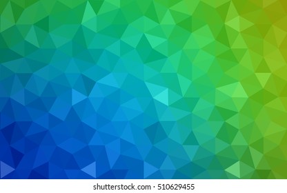 Multicolor green, blue polygonal illustration, which consist of triangles. Geometric background in Origami style with gradient. Triangular design for your business.