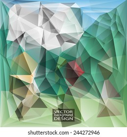 Multicolor ( Green, Brown, Red ) Design Templates. Geometric Triangular Abstract Modern Vector Background. 