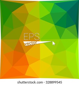 multicolor  green orange yellow geometric rumpled triangular low poly style gradient illustration graphic background. Vector polygonal design for your business.