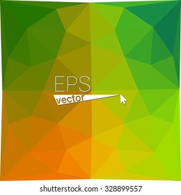 multicolor  green orange yellow geometric rumpled triangular low poly style gradient illustration graphic background. Vector polygonal design for your business.