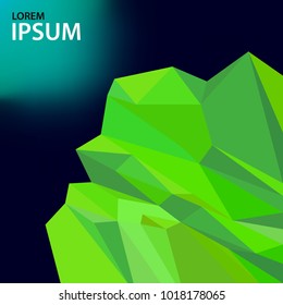 Multicolor green radiant abstract geometric crystal-bodies - dark mesh gradient
