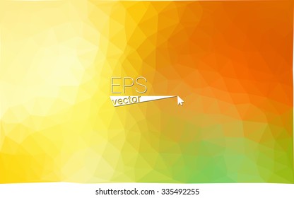 Multicolor green, yellow, orange  geometric rumpled triangular low poly style gradient illustration graphic background. Vector polygonal design for your business.