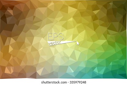 Multicolor green, yellow, orange  geometric rumpled triangular low poly style gradient illustration graphic background. Vector polygonal design for your business.