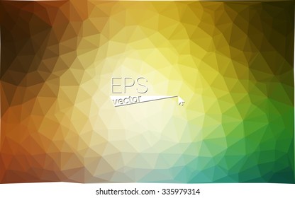 Multicolor green, yellow, orange  geometric rumpled triangular low poly style gradient illustration graphic background. Vector polygonal design for your business.