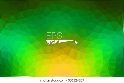 Multicolor green, yellow, orange geometric rumpled triangular low poly origami style gradient illustration graphic background. Vector polygonal design for your business.