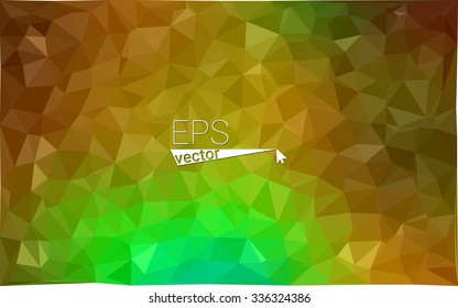 Multicolor green, yellow, orange geometric rumpled triangular low poly origami style gradient illustration graphic background. Vector polygonal design for your business.