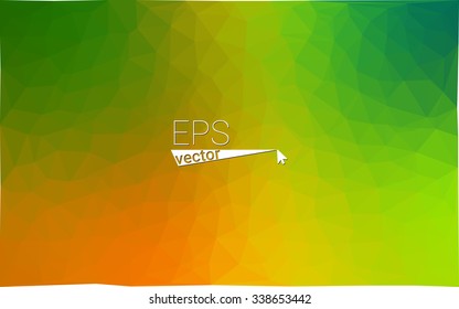 Multicolor green, yellow, orange geometric rumpled triangular low poly origami style gradient illustration graphic background. Vector polygonal design for your business.