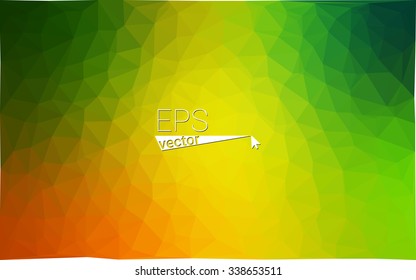 Multicolor green, yellow, orange geometric rumpled triangular low poly origami style gradient illustration graphic background. Vector polygonal design for your business.