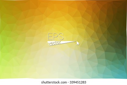 Multicolor green, yellow, orange geometric rumpled triangular low poly origami style gradient illustration graphic background. Vector polygonal design for your business.